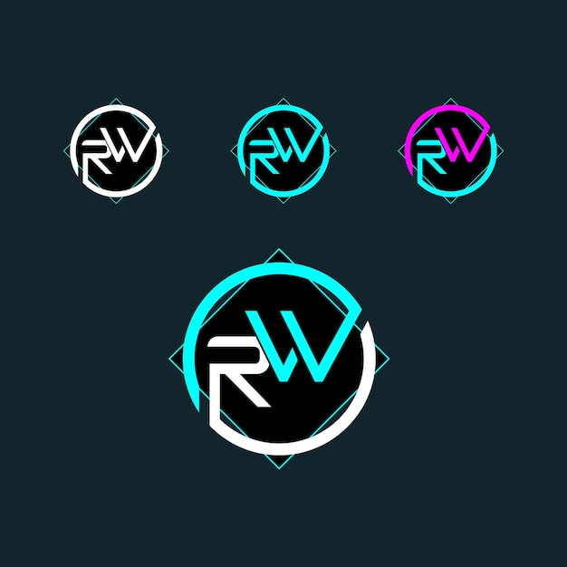 Letter RW or WR logo design with modern shape