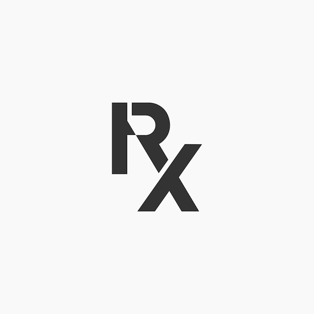 Letter RX minimal geometric logo design Bold RX monogram logo