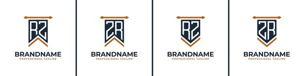 Letter RZ and ZR Pennant Flag Logo Set Represent Victory Suitable for any business with RZ or ZR initials