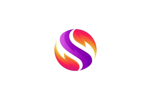 Letter s logo with fire element in circle shape design