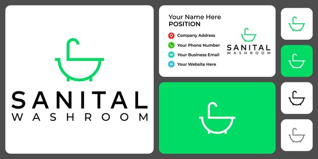 Letter S monogram bathtub logo design with business card template.