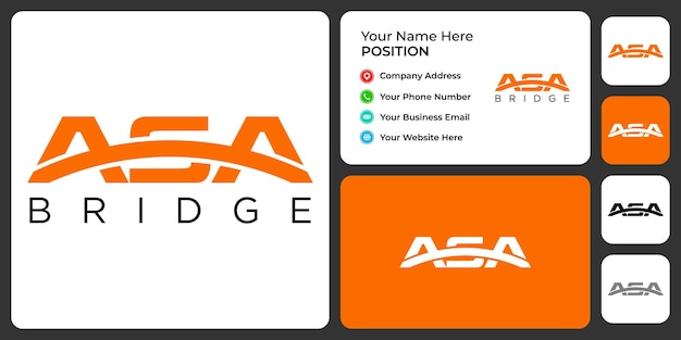 Letter a s a monogram bridge logo design with business card template.