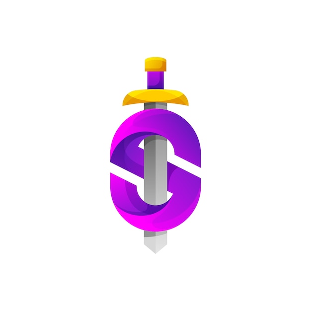 letter s sword gradient logo design