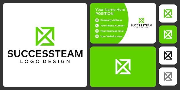 Letter S T monogram success logo design with business card template.