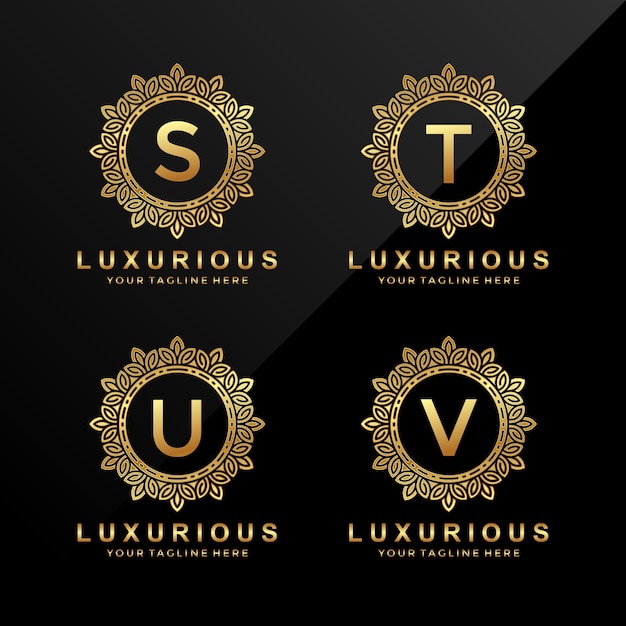 Letter S, T, U, V Gold luxury logo design