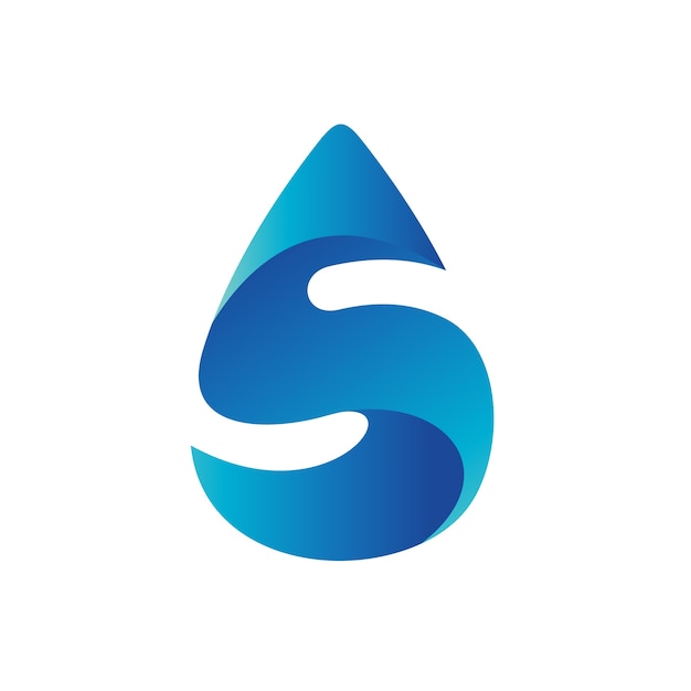 Letter S in Water Drop Logo Template