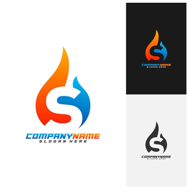 Letter S with Fire Logo Design Vector Template Creative design Icon Symbol Illustration