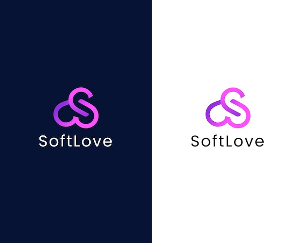 letter s with love logo design vector template