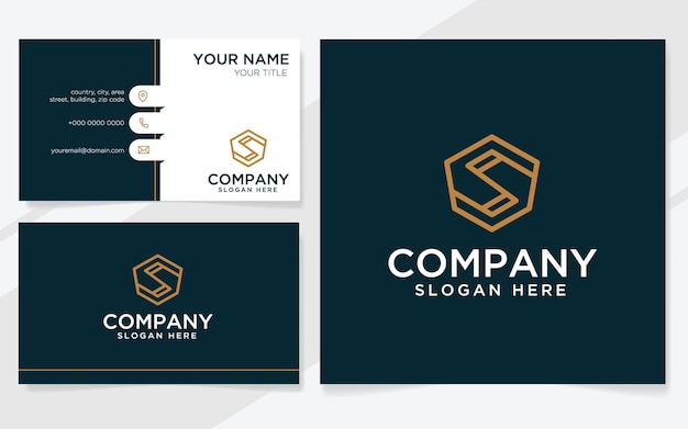 Letter S with shield logo suitable for company with business card template