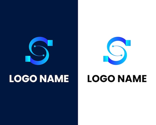 letter s with tech sign tech company business logo design template