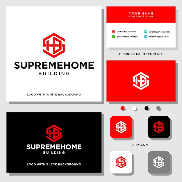 Letter SHB monogram industry logo design with business card template