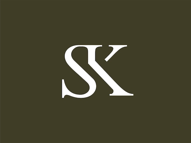 Vector letter sk serif font typography logo with classic modern style for signature symbol