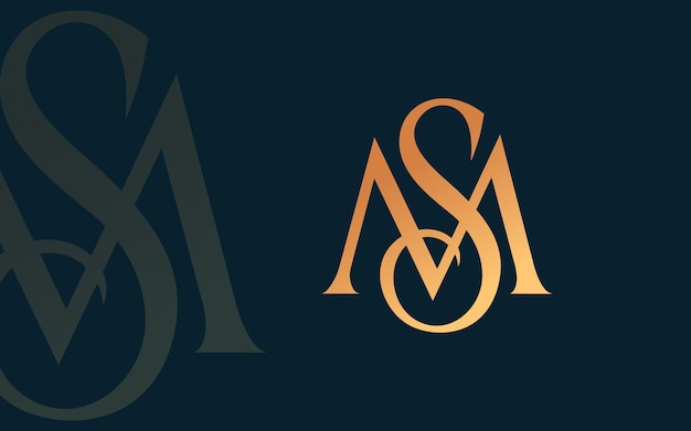 Letter SM luxury logo design with golden feel.