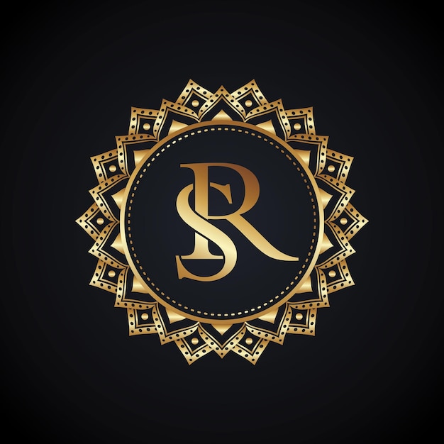 letter SR luxury royal golden gold logo concept design premium