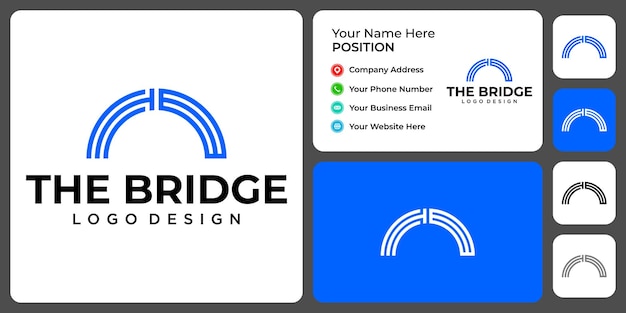 Letter T B monogram bridge logo design with business card template.