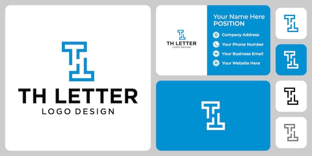 Letter T H monogram business logo design with business card template.