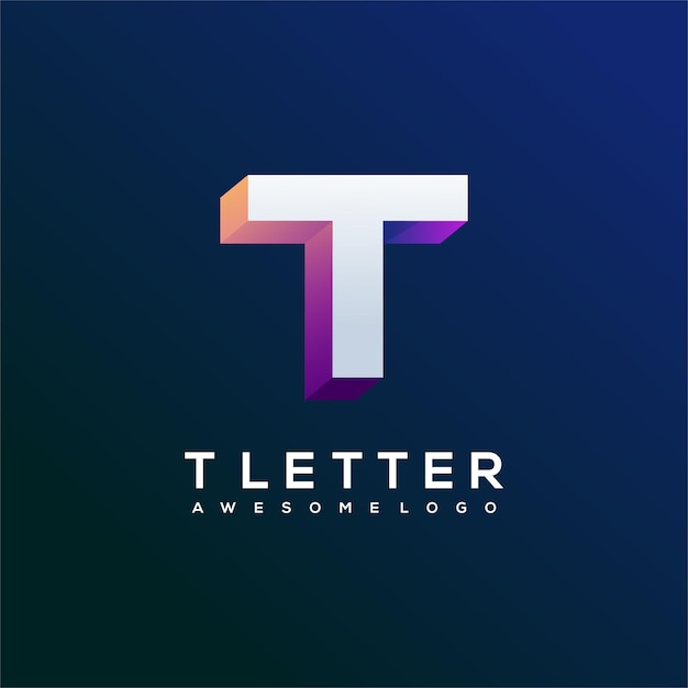 Letter t logo gradient abstract colorful illustration