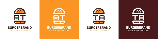 Letter AT and TA Burger Logo suitable for any business related to burger with AT or TA initials