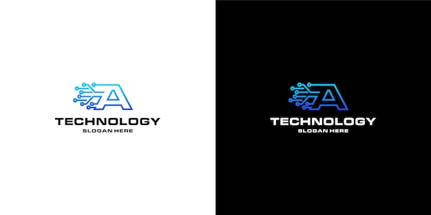 Letter A technology NFTs logo design