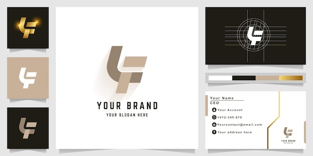 Letter tF or LF monogram logo with business card design