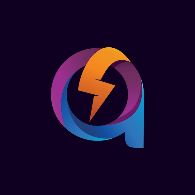 Letter a and thunder gradient logo