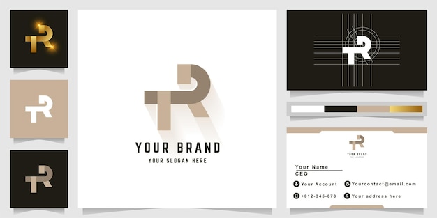 Letter TR or TP monogram logo with business card design