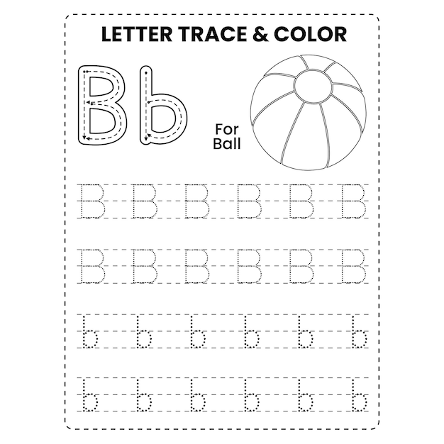 Letter Tracing Or Alphabet Tracing And Color Page for Kids Printable premium Vector