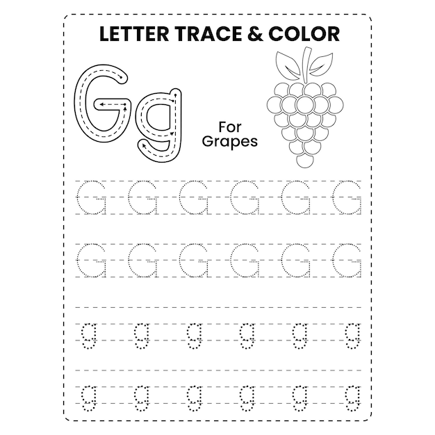 Letter Tracing Or Alphabet Tracing And Color Page for Kids Printable premium Vector