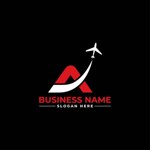 a letter travel logo design with plane, travel agency, resort, beach, tourist, hotel