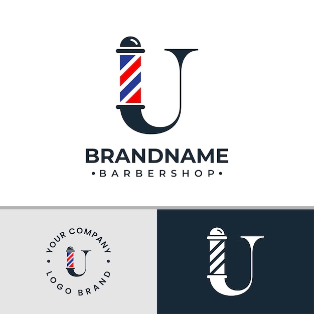 Letter U Barbershop Logo suitable for any business related to barbershop with U initial