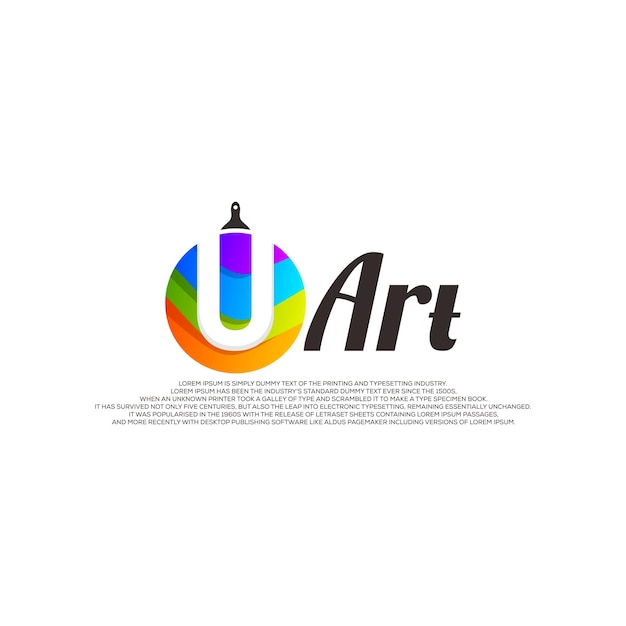 letter u and brush colorful logo design