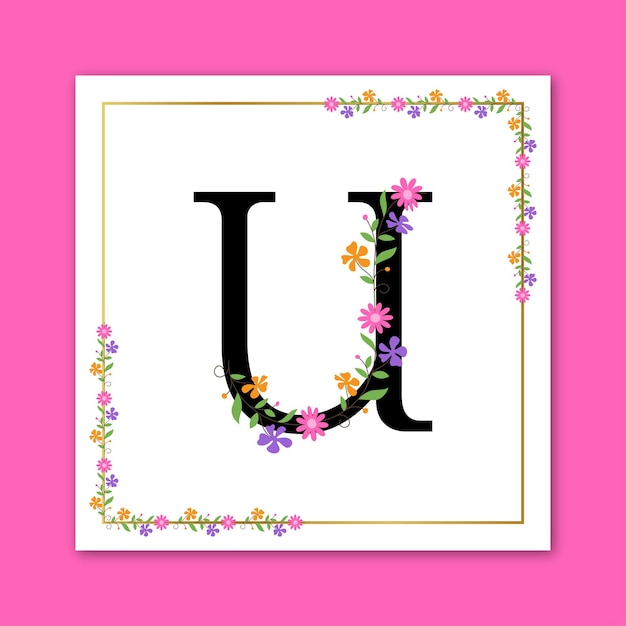 Letter U Floral Decorative Logo Design