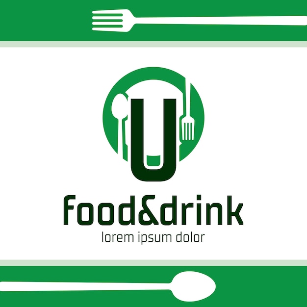 Letter U food and drink logo design Restaurant cafe icon illustration isolated on white background