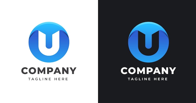 Letter U logo design template with circle shape style