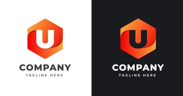 Letter U logo design template with geometric shape style