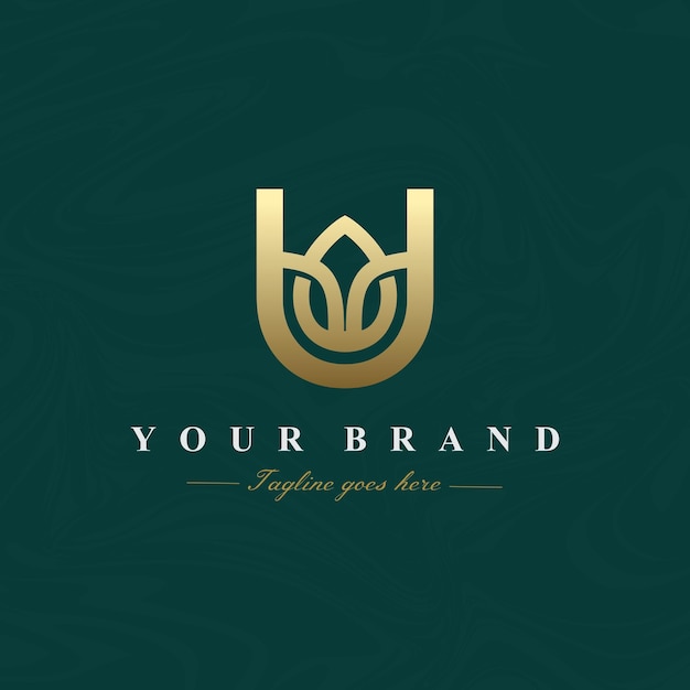 Letter U Lotus Flower Logo Design