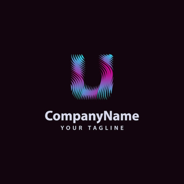 Letter U modern Wave line Logo design template