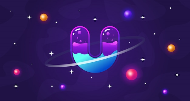 Letter u planet fluid background illustration awesome