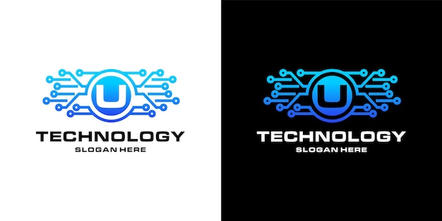 Letter u technology NFTs logo design