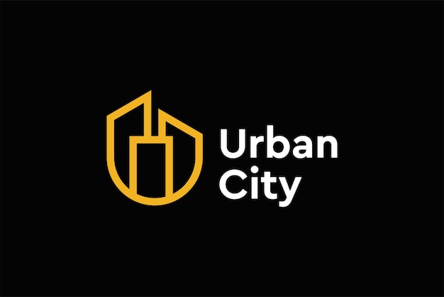 Letter u urban city line logo design