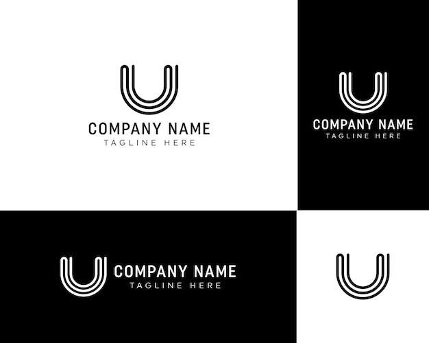 Letter U with black line monogram logo design Vector Image