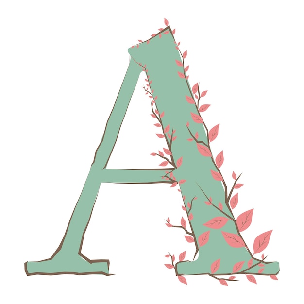 A letter in uppercase made of soft hand-drawn leaves