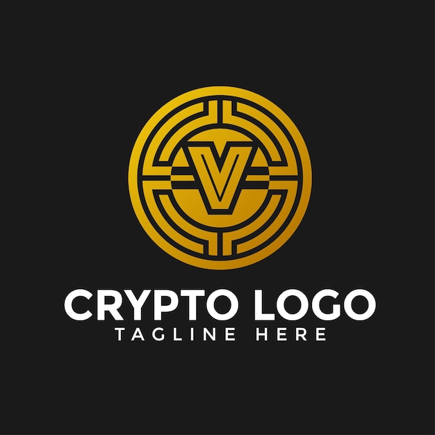 Letter v crypto logo, crypto coin business logo