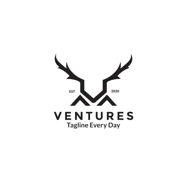 Letter V and deer horn logo design