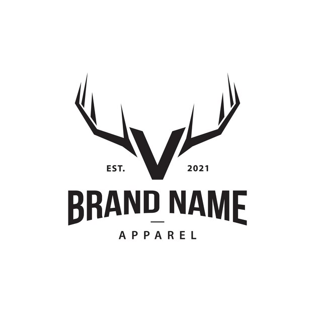 Vector letter v and deer logo design