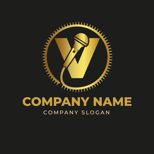 Letter V Gold Micro Logo Design Premium