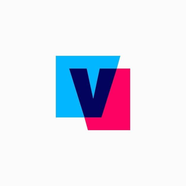 Letter V Lettermark Initial Multiply Overlapping Color Square Logo Vector Icon Illustration