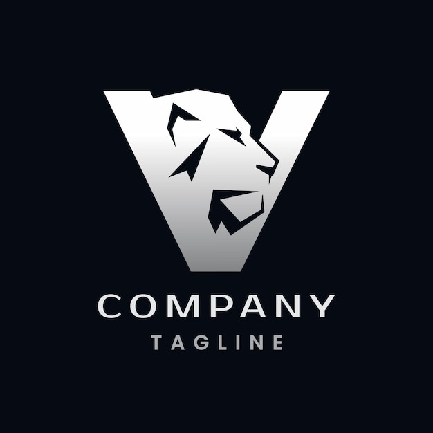 Letter V Lion Head Logo Design