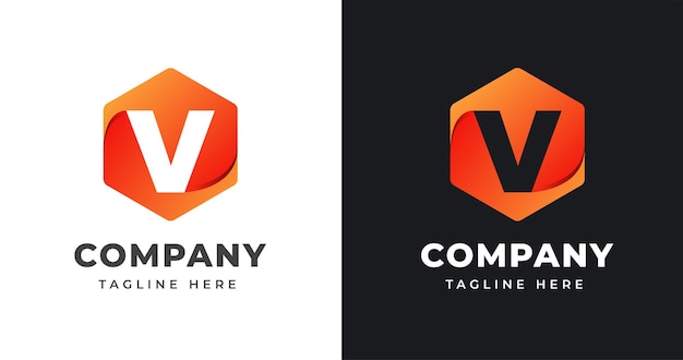 Letter V logo design template with geometric shape style