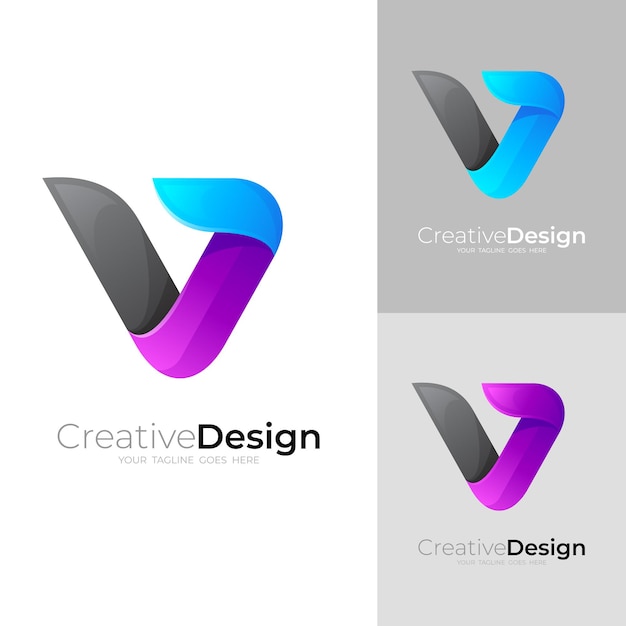 Letter V logo and simple design template